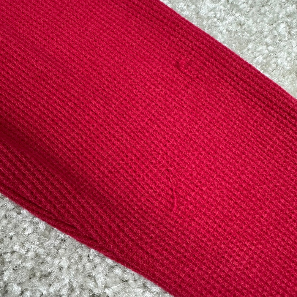 Aeropostale Henley Top Medium Red Waffle Knit Thermal Long Sleeve Y2K Indie Slim - Picture 5 of 8